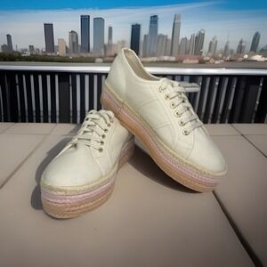 Superga Women's Platform Espadrilles 2790 Beige Size 8.5 - Platform Height 1.5”